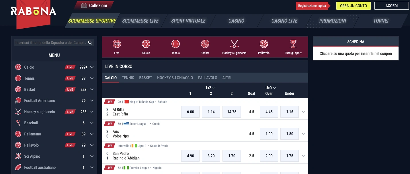 Rabona scommesse recensioni